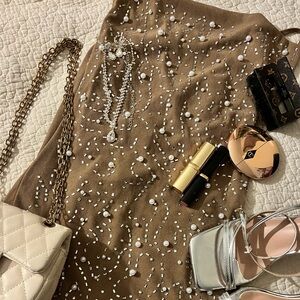 Princess Polly Tan Beaded Prom Dress